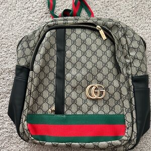 GG Canvas Backpack with Red and Green Accents